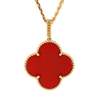 Van Cleef & Arpels Magic Alhambra Pendant Long Necklace 18K Yellow Gold and Carnelian