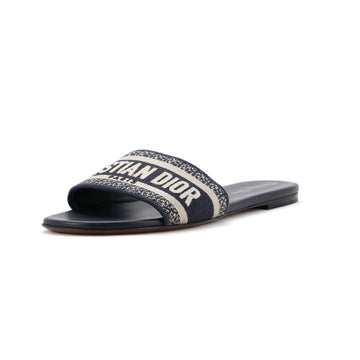 Christian Dior Women's Dway Flat Sandals Embroidered Canvas