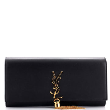 Saint Laurent Classic Monogram Tassel Clutch Leather Long