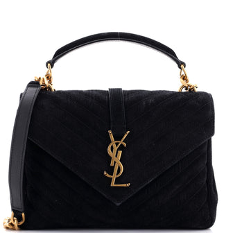 Saint Laurent Classic Monogram College Bag Chevron Corduroy Medium