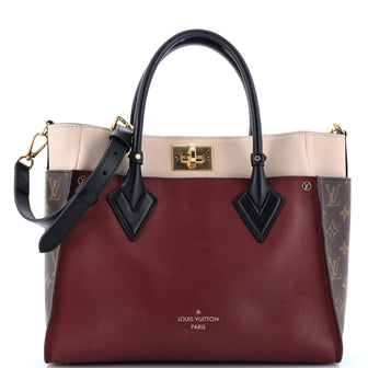 Louis Vuitton On My Side Tote Leather with Monogram Canvas MM