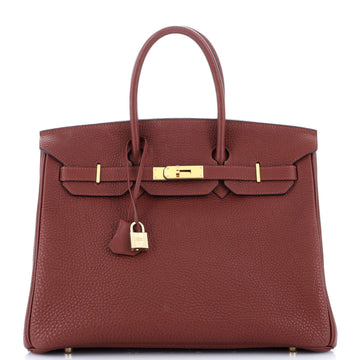 Hermes Birkin Handbag Red Togo with Gold Hardware 35