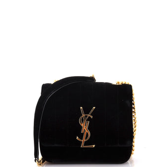 Saint Laurent Vicky Crossbody Bag Vertical Quilted Velvet Small
