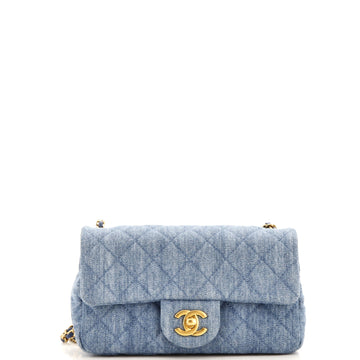 Chanel Pearl Crush Flap Bag Quilted Denim Mini