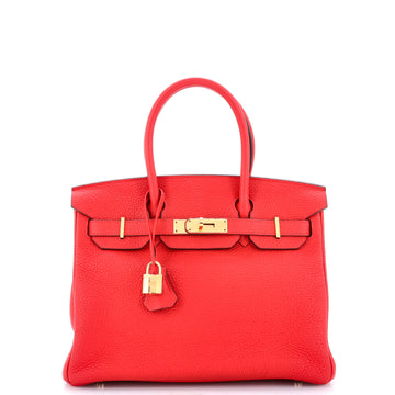 Hermes Birkin Handbag Red Togo with Gold Hardware 30