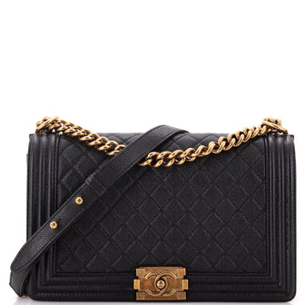 Chanel Boy Flap Bag Quilted Caviar New Medium