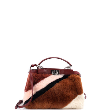 Fendi Peekaboo Bag Printed Shearling and Leather Mini