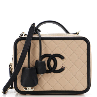 Chanel Filigree Vanity Case Quilted Caviar Large