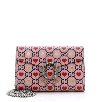 Gucci Dionysus Chain Wallet Limited Edition Valentines GG Printed Leather Small