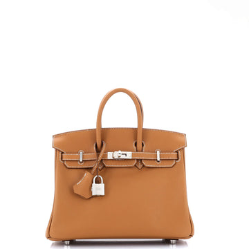 Hermes Birkin Handbag Brown Swift with Palladium Hardware 25