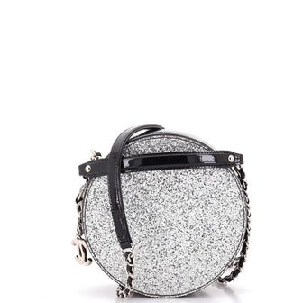 Chanel Evening On The Moon Round Evening Bag Glittered PVC with Patent Mini