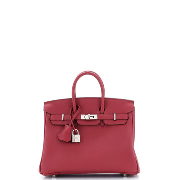 Hermes Birkin Handbag Red Togo with Palladium Hardware 25