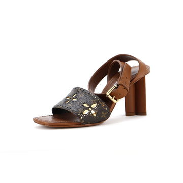 Louis Vuitton Women's Silhouette Heeled Sandals Leather with Monogram Canvas