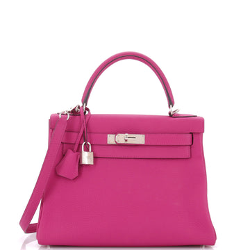 Hermes Kelly Handbag Pink Togo with Palladium Hardware 28