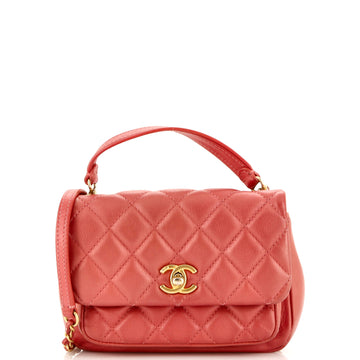 Chanel Front Pocket Top Handle Flap Bag Quilted Calfskin Mini