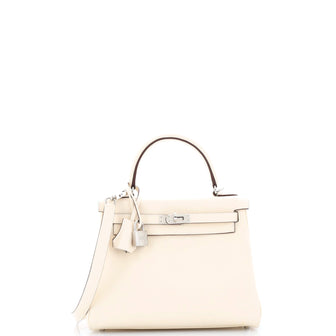 Hermes Kelly Handbag Light Swift with Palladium Hardware 25