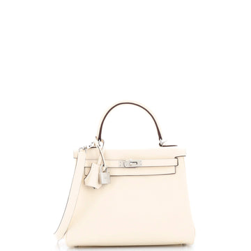 Hermes Kelly Handbag Light Swift with Palladium Hardware 25