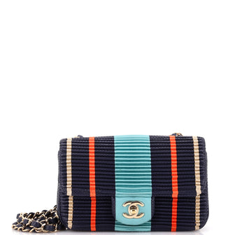 Chanel Coco Pleats Classic Single Flap Bag Printed Perforated Calfskin Mini