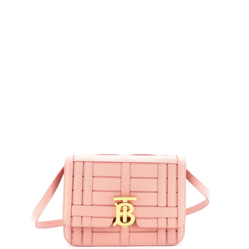 Burberry TB Flap Bag Woven Leather Small