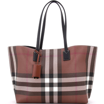 Burberry Open Tote Check E-Canvas Large