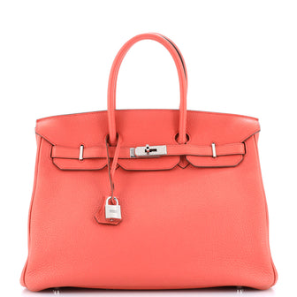 Hermes Birkin Handbag Red Togo with Palladium Hardware 35