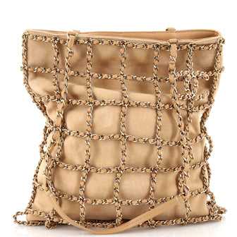 Chanel Chain Frame CC Charm Shopping Tote Suede