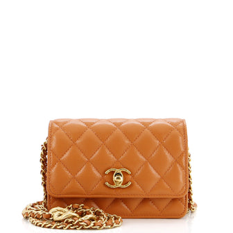Chanel Mixed Chain Link CC Wallet on Chain Quilted Caviar Mini