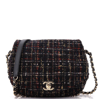 Chanel Chain Around Saddle Flap Bag Tweed Small