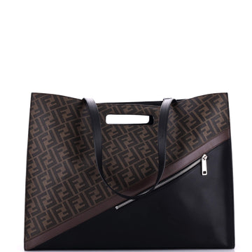 Fendi Forever Fendi Shopping Tote Zucca Coated Canvas and Leather Large