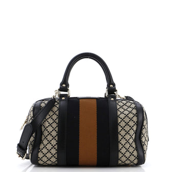 Gucci Vintage Web Boston Bag Diamante Canvas Small