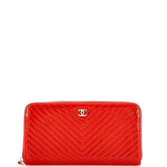 Chanel Zip Around Wallet Chevron Patent Long