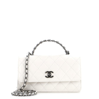 Chanel Top Handle Phone Holder with Chain Quilted Lambskin with Crystals