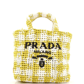 Prada Logo Tote Raffia Small