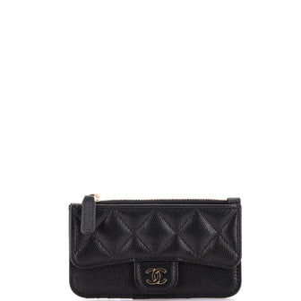 Chanel Flap Zip Card Holder Quilted Caviar