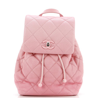 Chanel CC Flap Drawstring Backpack Quilted Ombre Caviar Mini