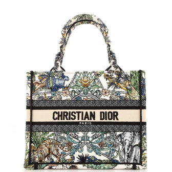 Christian Dior Book Tote Embroidered Canvas Small