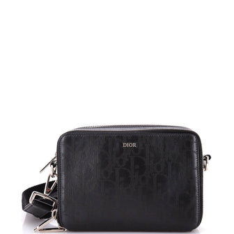 Christian Dior Double Zip Crossbody Pouch Oblique Galaxy Leather
