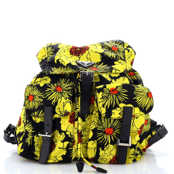 Prada Double Front Pocket Backpack Printed Tessuto Medium