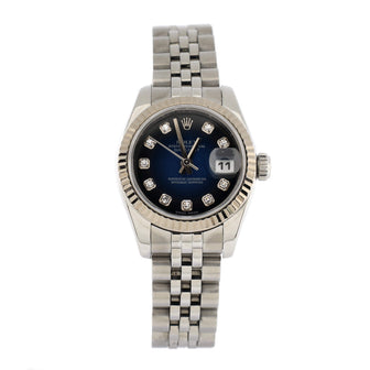 Rolex Oyster Perpetual Datejust Automatic Watch Stainless Steel and White Gold with Diamond Markers 26