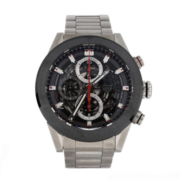 Tag Heuer Carrera Calibre Heuer 01 Skeleton Chronograph Automatic Watch Stainless Steel and Ceramic 43