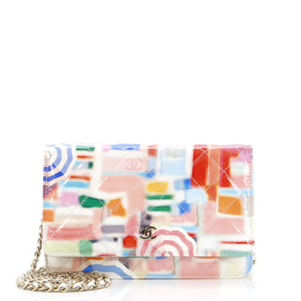 Chanel Umbrella Wallet on Chain Quilted Printed Patent