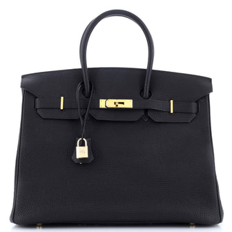 Hermes Birkin Handbag Black Togo with Gold Hardware 35