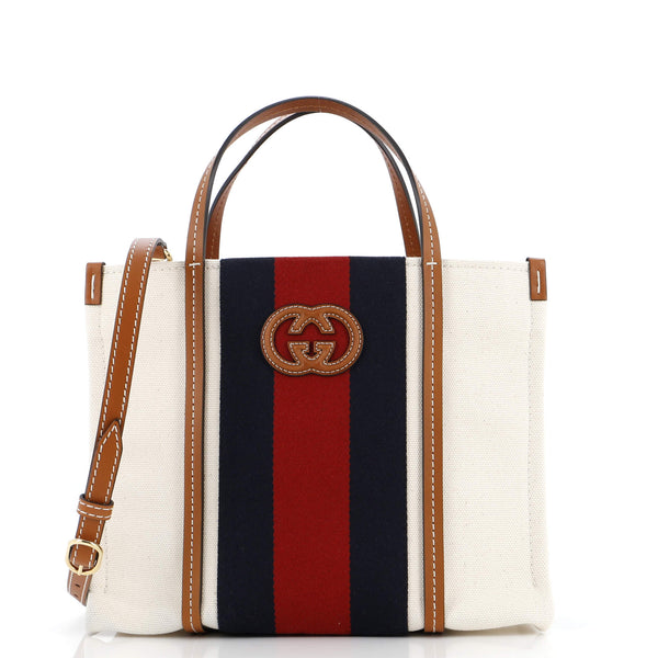 Gucci Interlocking G Web Tote Canvas Small Multicolor 2984459