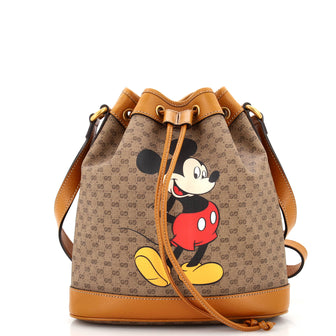 Gucci Disney Mickey Mouse Bucket Bag Printed Mini GG Coated Canvas