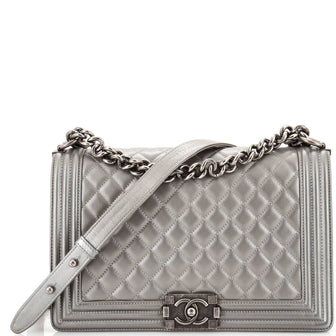 Chanel Boy Flap Bag Quilted Caviar New Medium