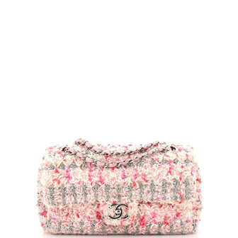 Chanel Classic Single Flap Bag Quilted Tweed and Ribbon Medium