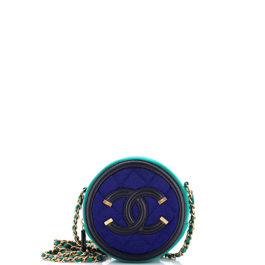 Filigree Round Clutch with Chain Quilted Jersey with ...