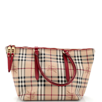 Burberry Salisbury Tote Haymarket Coated Canvas Small