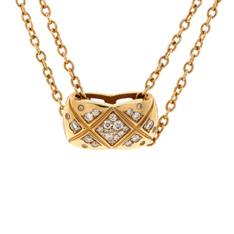 Chanel Coco Crush Double Chain Pendant Necklace 18K Beige Gold and Diamonds