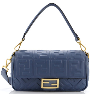 Fendi Baguette NM Bag Zucca Embossed Leather Medium